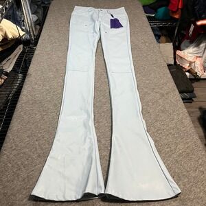 Guapi Blood Diamond Light Blue Vegan Leather Flare Pants Limited Edition Size 30